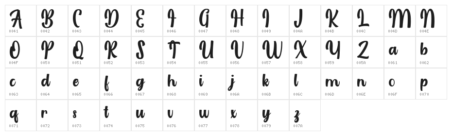 Laggran Script FREE Character Map