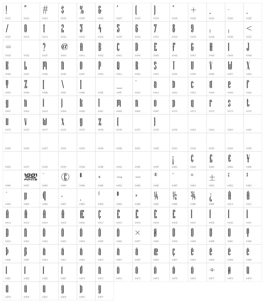 Lagniappe Inline NF Character Map