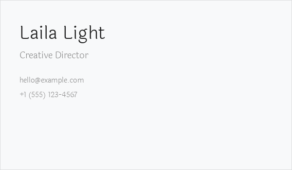 Laila Light Business Card