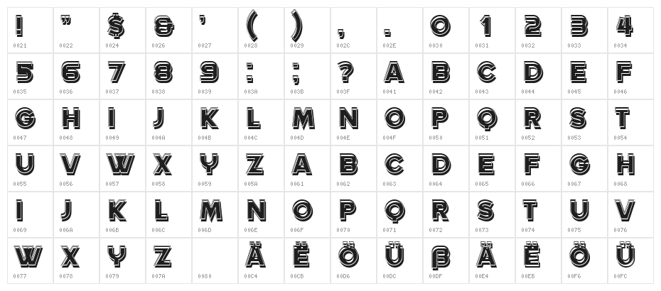 Lake Regular Character Map
