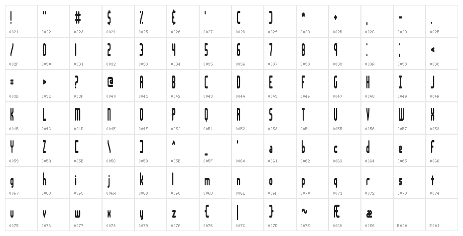 Lakeshore BRK Character Map