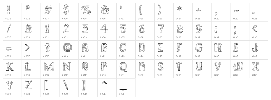 Lakestreet Character Map