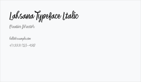 Laksana Typeface Italic Business Card