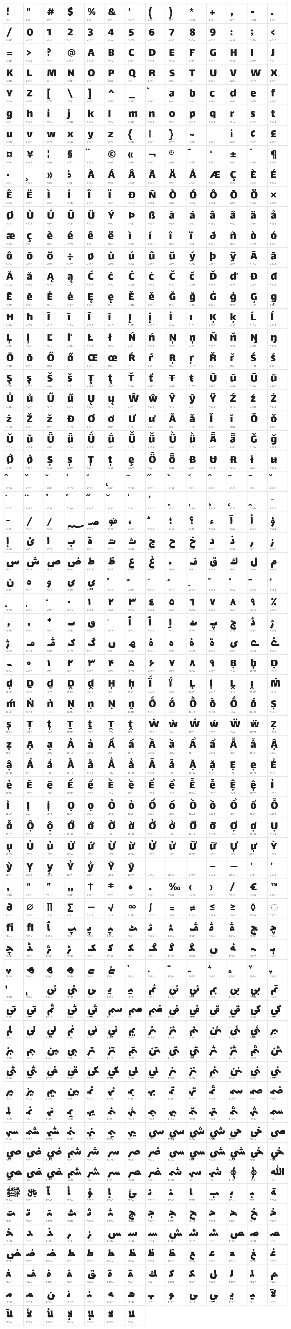 Lalezar-Regular Character Map