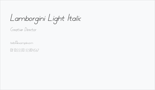 Lamborgini Light Italic Business Card