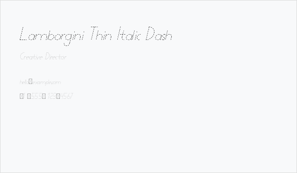 Lamborgini Thin Italic Dash Business Card