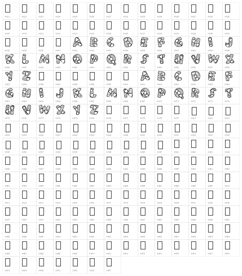 Lamor Demo Regular Character Map