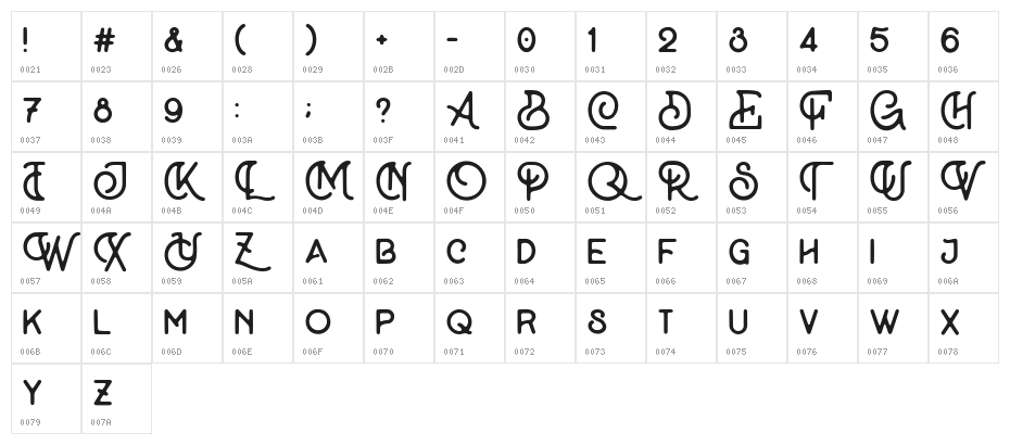 Lamorry Regular Character Map