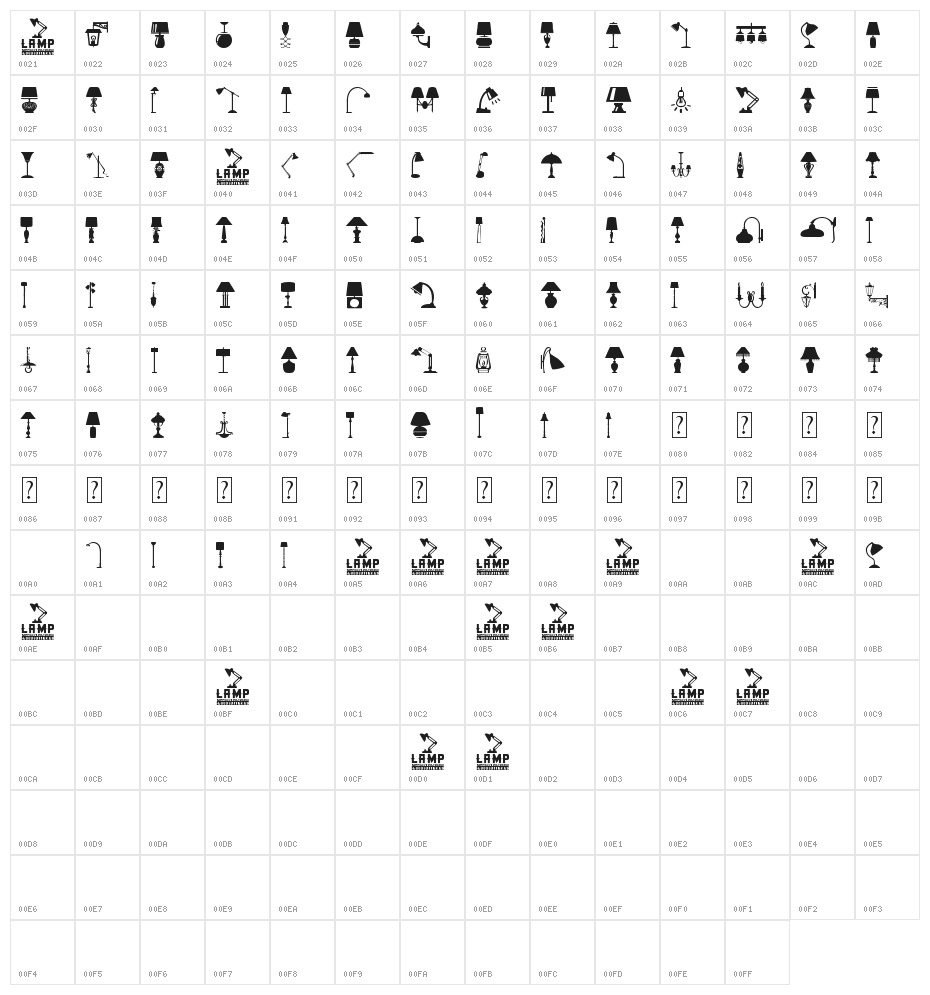 Lamp Character Map