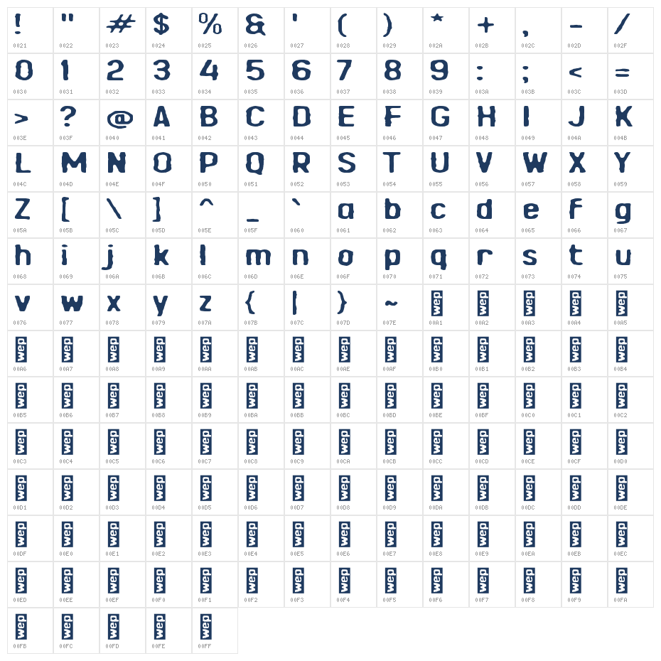 Lampoo Character Map