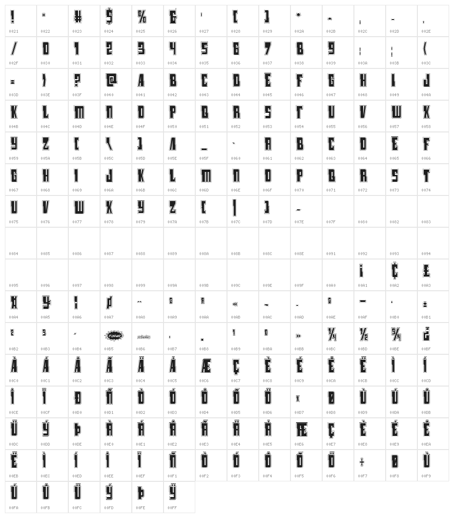 Lamprey Academy Regular Character Map