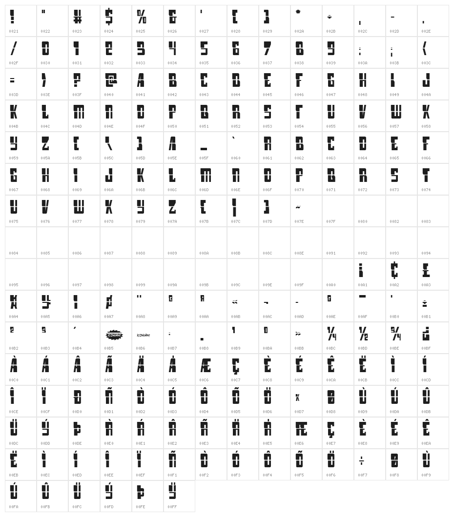 Lamprey Laser Regular Character Map