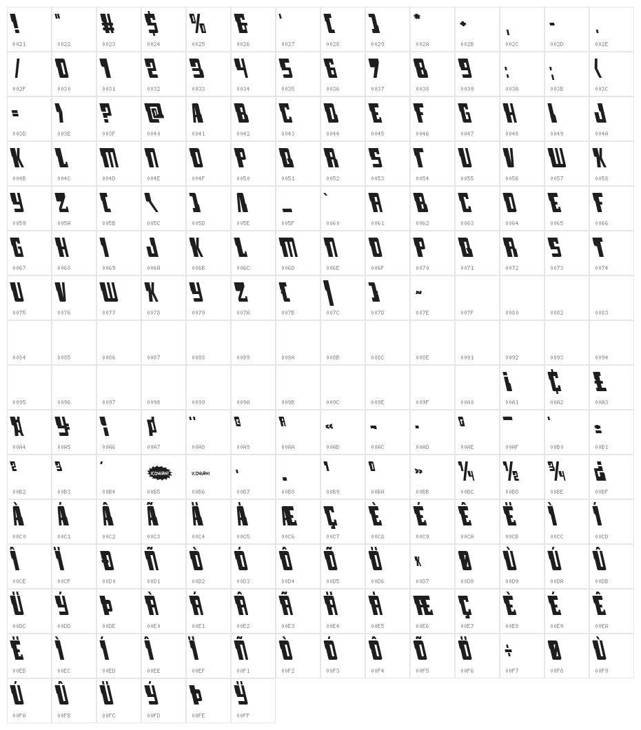Lamprey Leftalic Character Map
