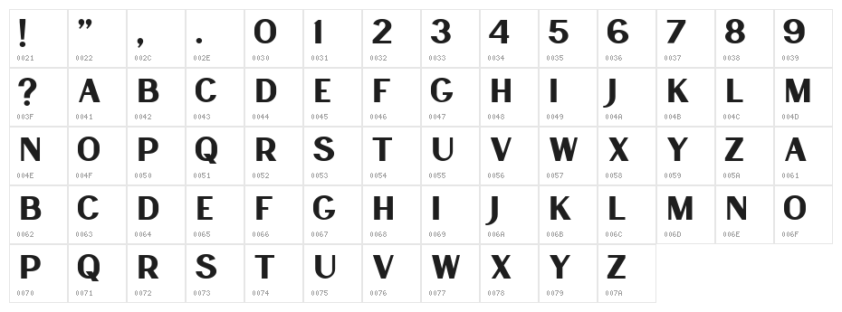 LancasteSansDemo Character Map