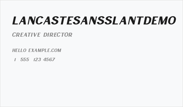 LancasteSansSlantDemo Business Card