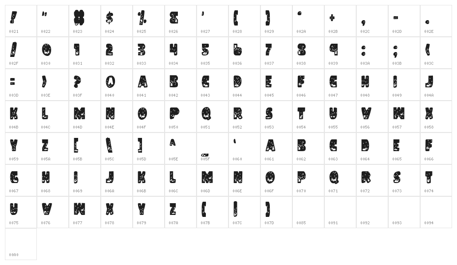 Land Shark Condensed Character Map