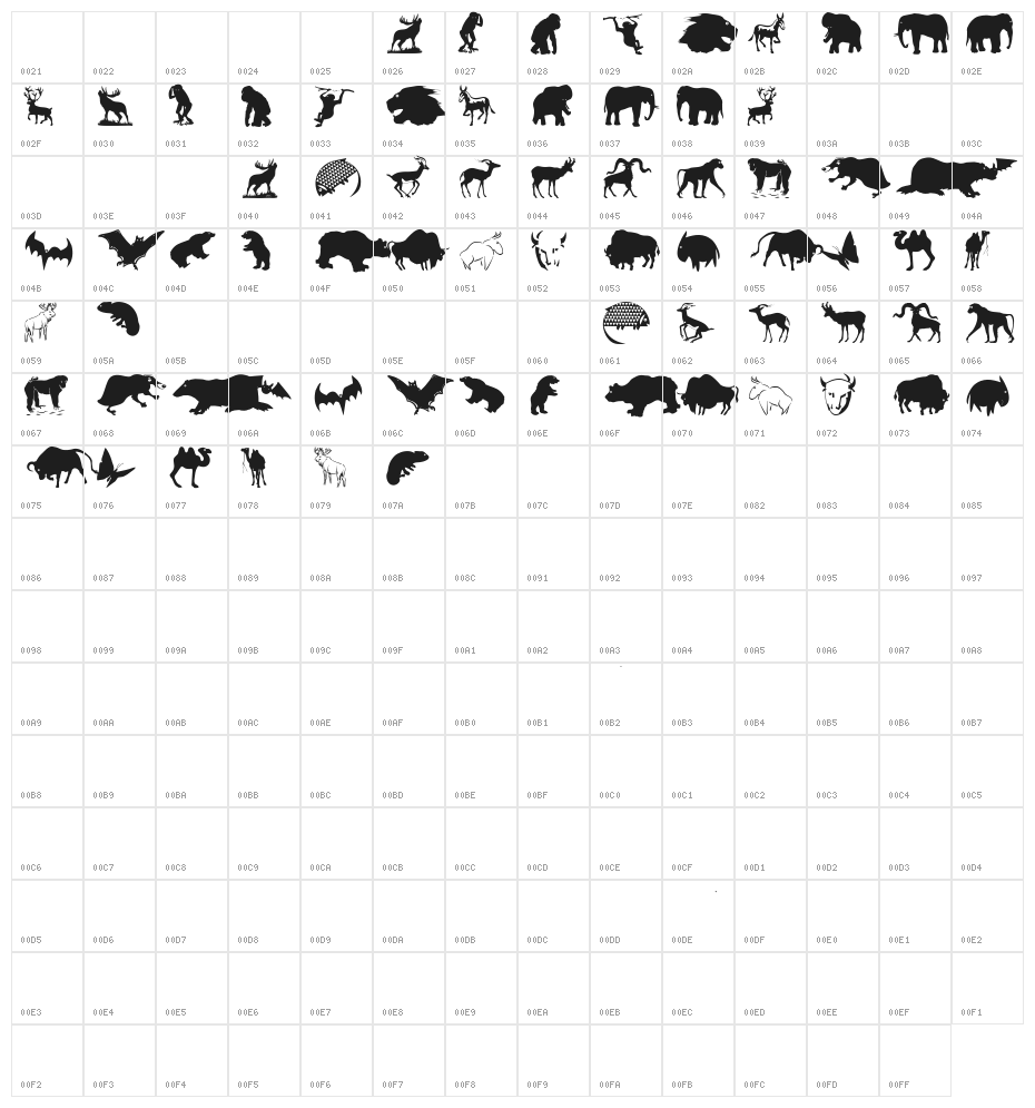 LandAnimals Character Map