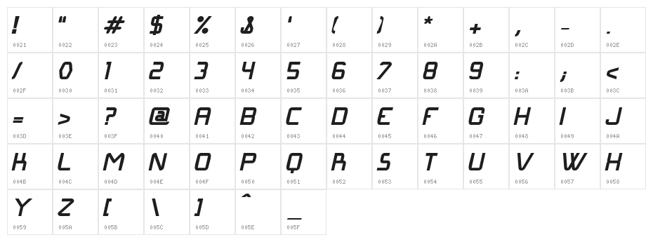 Langó BoldItalic Character Map