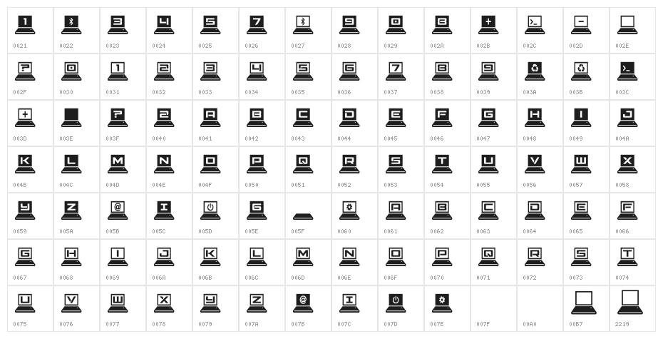 LapTop Condensed Character Map