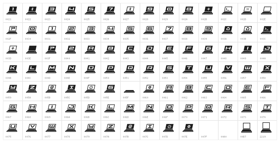 LapTop Italic Character Map