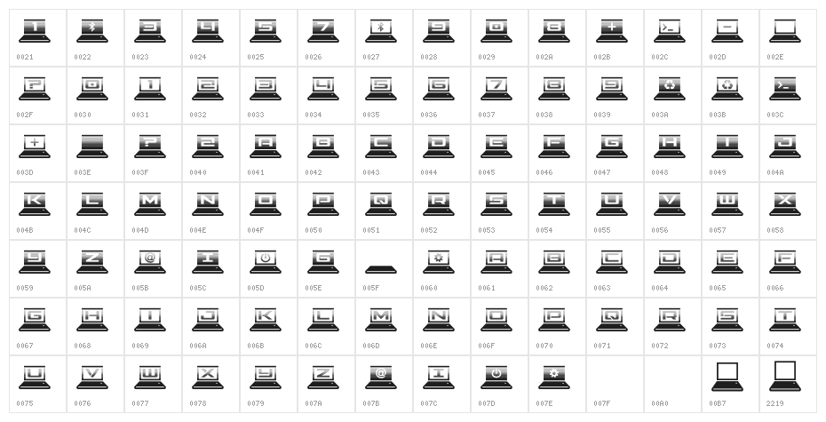 LapTop Scanlines Character Map