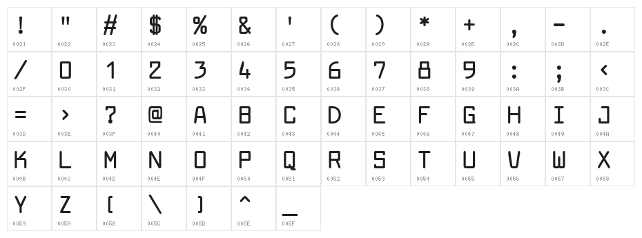 Larabiefont Bold Character Map