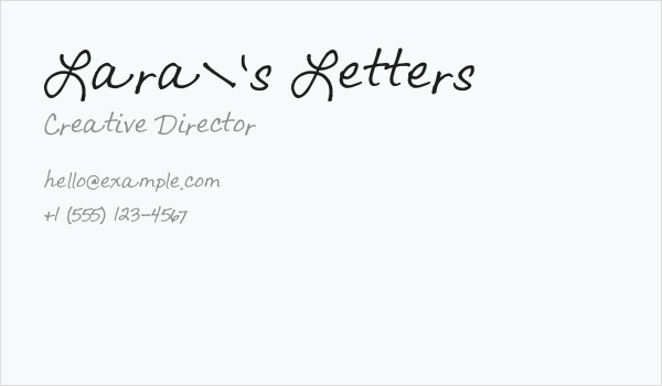 Lara's Letters Business Card