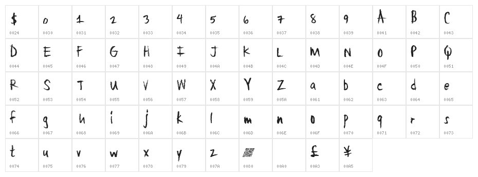 LargeCrayon Character Map