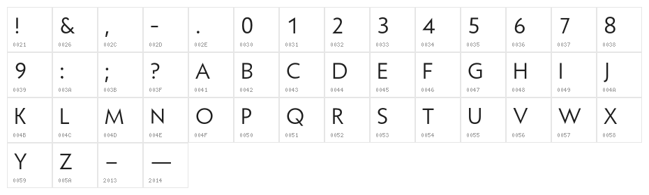 LarimarSansRegular Character Map