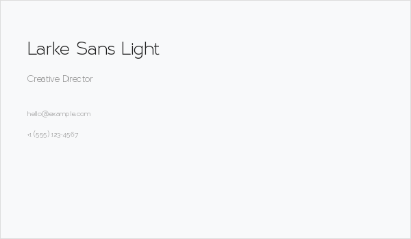 Larke Sans Light Business Card