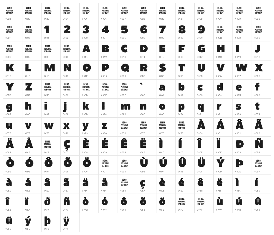 Larrikin-BlackSolidDemo Character Map
