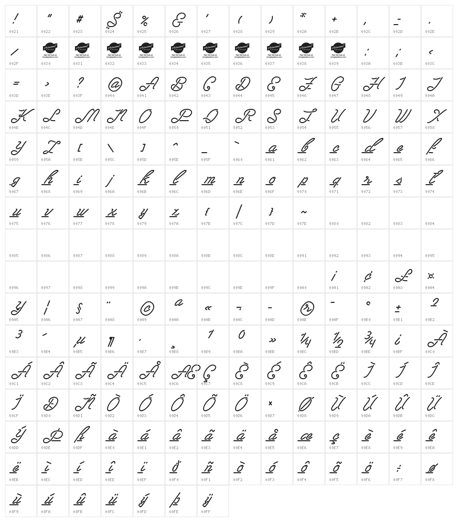 Las Enter Personal Use Only Character Map