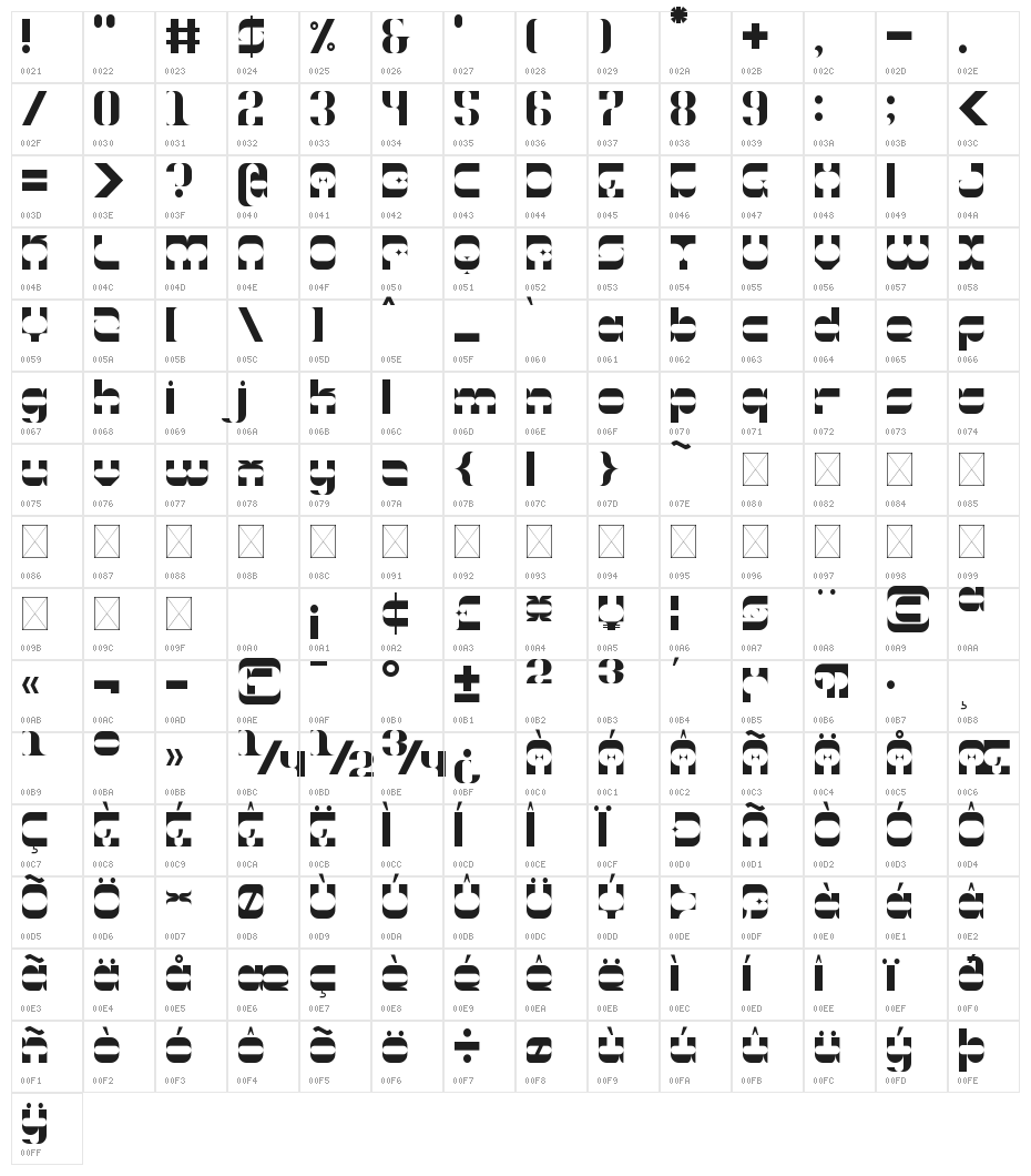 Lasagna Cowboy Regular Character Map