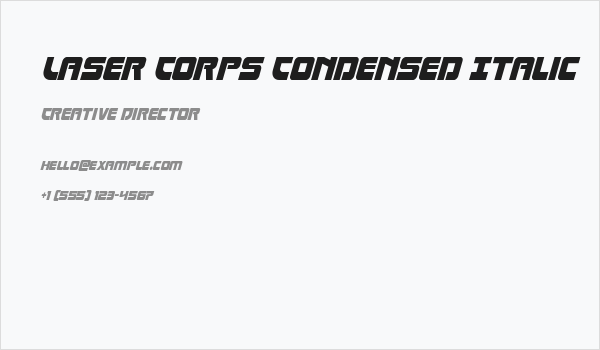 Laser Corps Condensed Italic Business Card