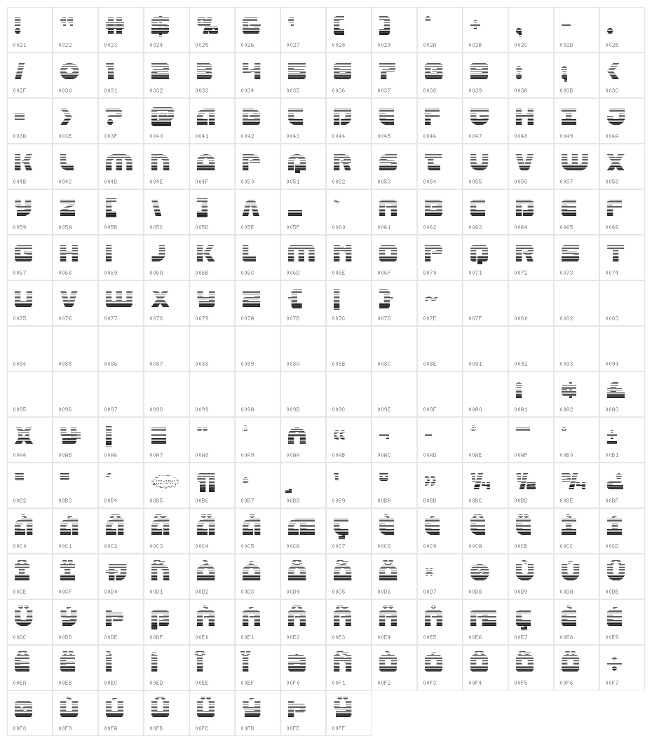 Laser Corps Gradient Character Map