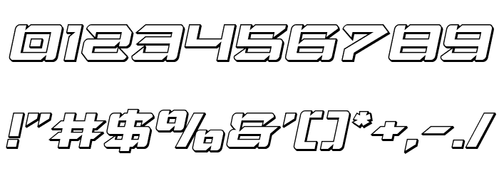 Laser Wolf 3D Italic Font OTHER CHARS