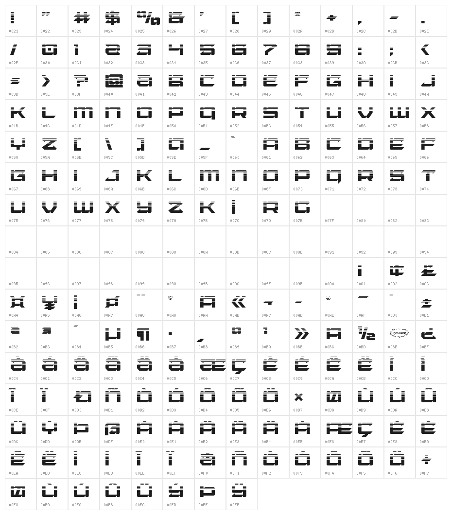 Laser Wolf Halftone Character Map