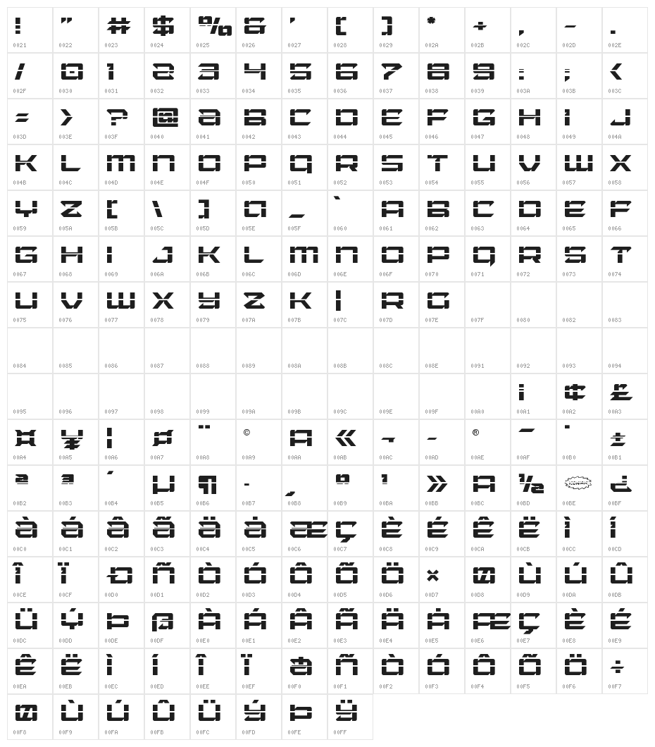 Laser Wolf Laser Character Map