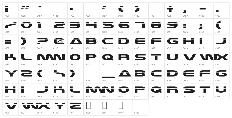 Laserian Character Map