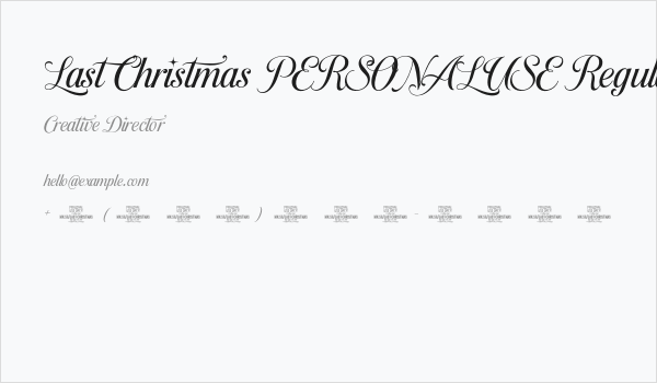 Last Christmas PERSONAL USE Regular Business Card
