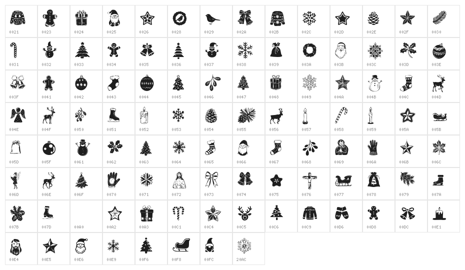 Last Christmas Symbols PERSONA Regular Character Map