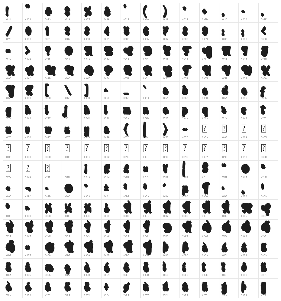 Last Dream Extrude Character Map