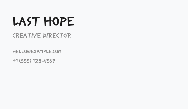 Last Hope Business Card