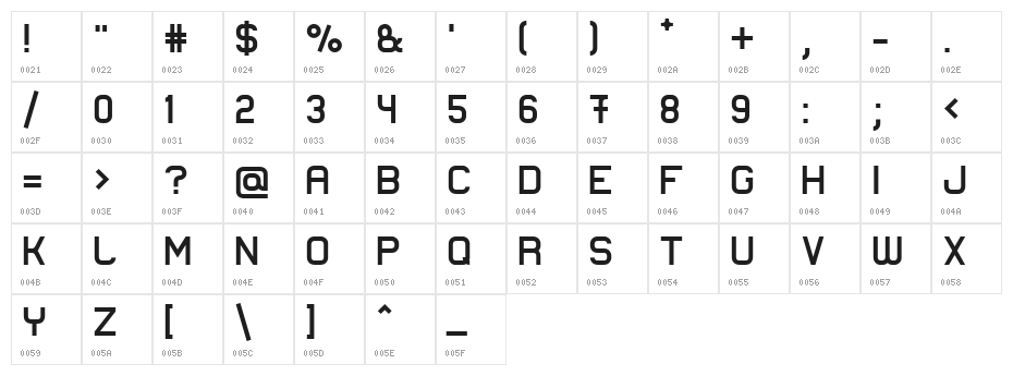 Lastwaerk bold Character Map