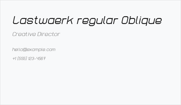Lastwaerk regular Oblique Business Card