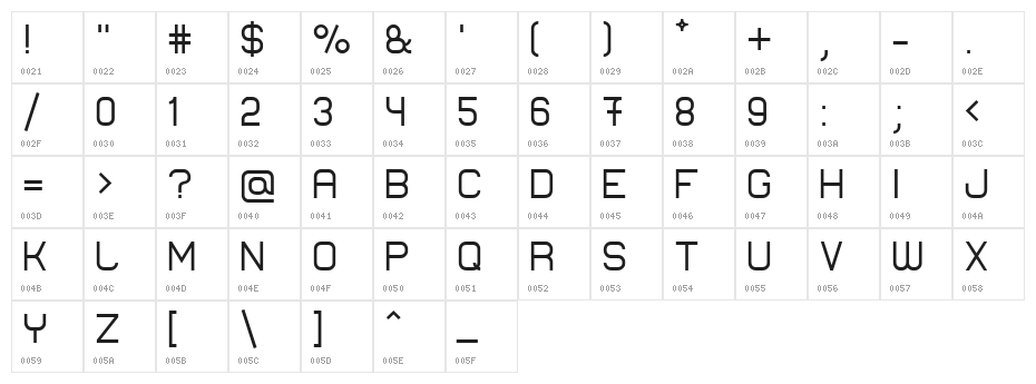 Lastwaerk regular Character Map