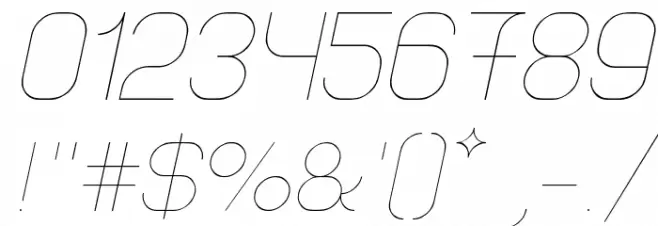 Lastwaerk thin Oblique Шрифта ДРУГИЕ символов