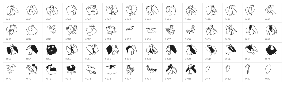 LateBirdsFS Character Map
