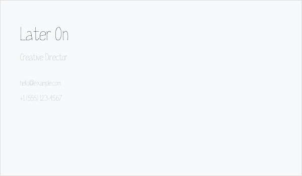 Later On Business Card