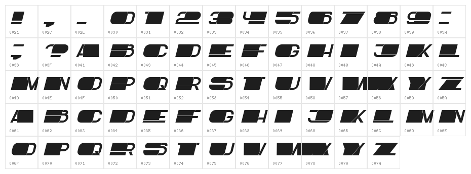 Latest Italic Character Map